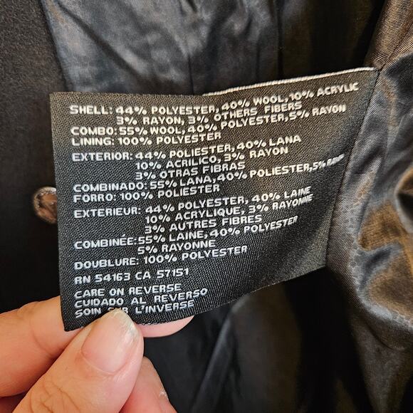 Guess Hooded Plaid Wool Blend Pea Coat Jacket Women's Large Winter Layer Casual - Picture 10 of 12